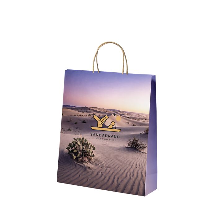 Bolsa Papel 100 g/m² Asas Torcidas 18 x 24 + 8 cm