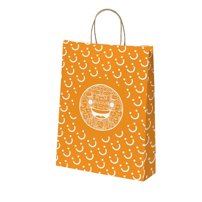 Bolsa Papel 100 g/m² Asas Torcidas 18 x 34 + 8 cm