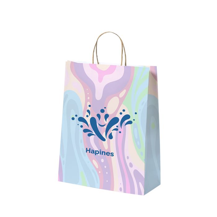 Bolsa Papel 100 g/m² Asas Torcidas 25 x 33 + 13 cm