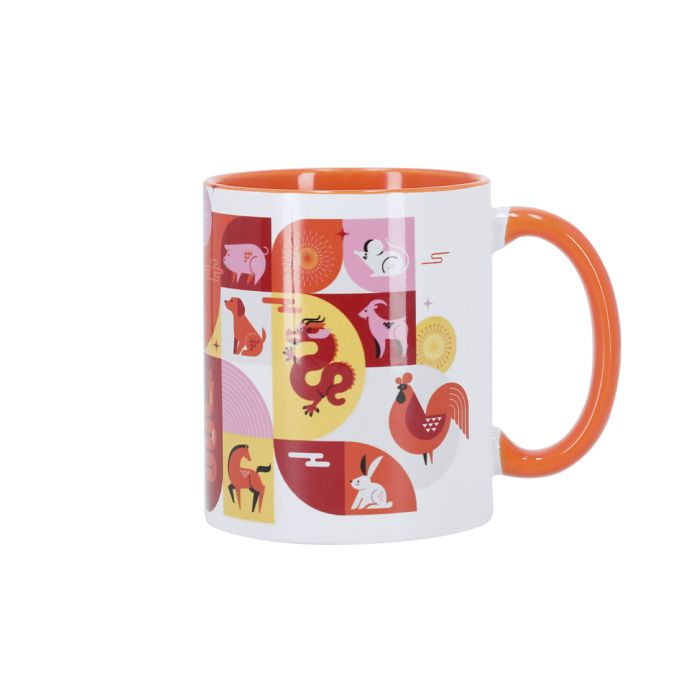 Taza Cerámica 350 ml. Exterior Blanco. Interior y asa color