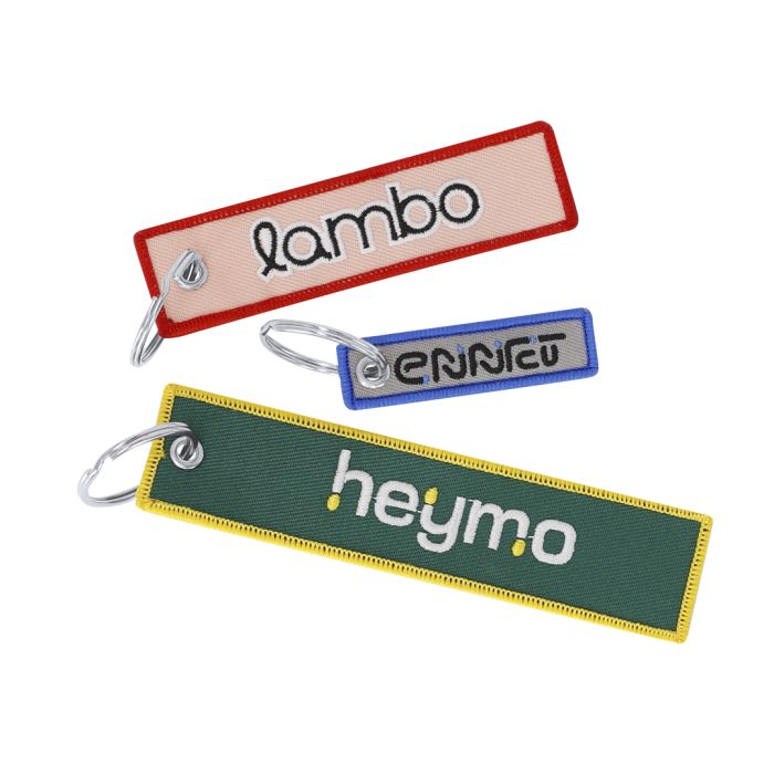 Llavero Tela. Bordado Rectangular