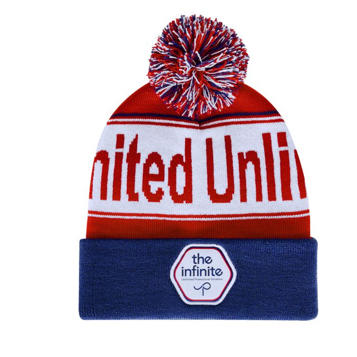 Gorro Beanie Acrílico Canalé Jacquard Dobladillo Bola 2 Capas